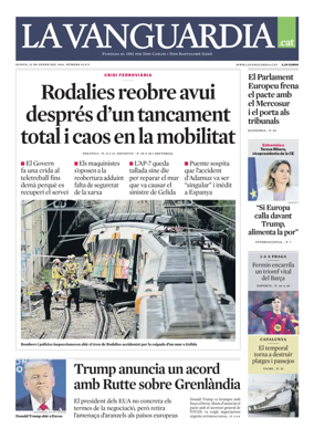Cover of La Vanguardia (Catala)