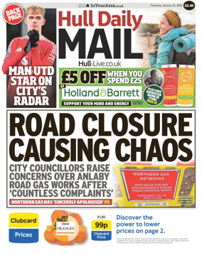 Cover of Hull Daily Mail