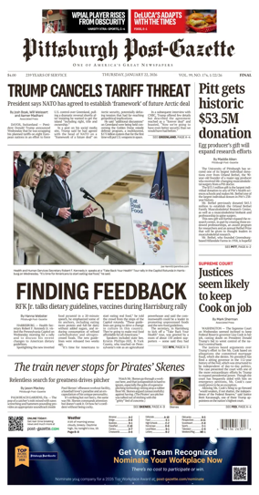 Cover of Pittsburgh Post-Gazette