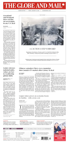 Cover of The Globe and Mail (Alberta Edition)