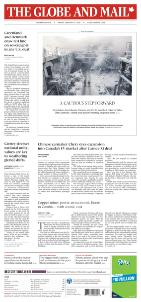 Cover of The Globe and Mail (Ontario Edition)
