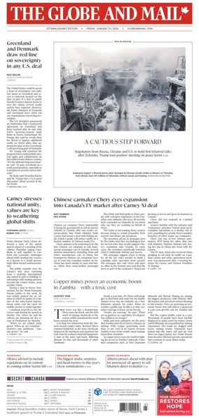 Cover of The Globe and Mail (Ottawa/Quebec Edition)