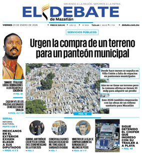 Cover of El Debate de Mazatlan