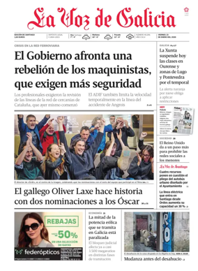 Cover of La Voz de Galicia (Santiago)