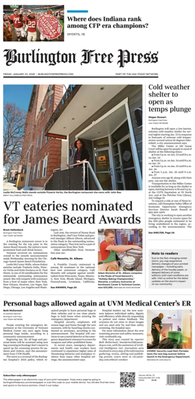 Cover of Burlington Free Press