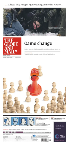 Cover of The Globe and Mail (Prairie Edition)