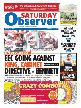 Cover of Saturday Observer (Eswatini)