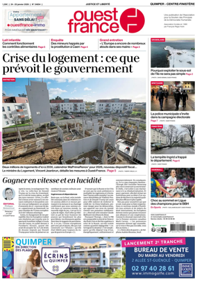 Cover of Ouest-France (Quimper Centre-Finistere)