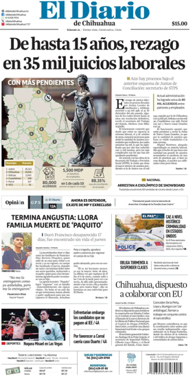 Cover of El Diario de Chihuahua