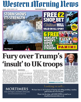 Cover of Western Morning News (Saturday)