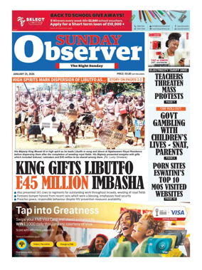 Cover of Sunday Observer (Eswatini)