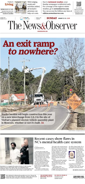 Cover of The News & Observer (Sunday)