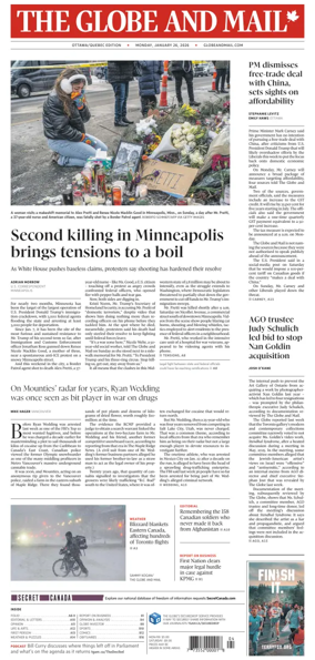 Cover of The Globe and Mail (Ottawa/Quebec Edition)