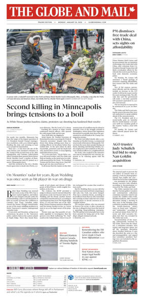 Cover of The Globe and Mail (Prairie Edition)