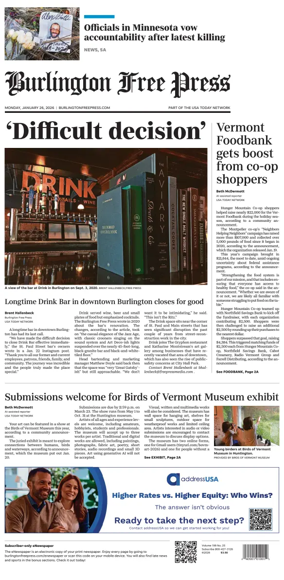 Cover of Burlington Free Press