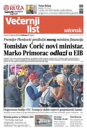 Cover of Vecernji list - Zagreb