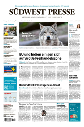 Cover of Sudwest Presse - Metzinger Uracher Volksblatt - Der Ermstalbote