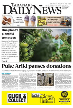 Cover of Taranaki Daily News