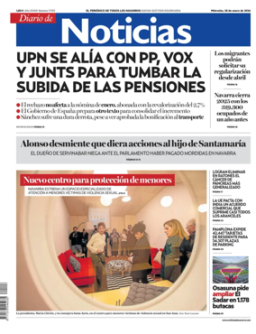 Cover of Diario de Noticias (Spain)