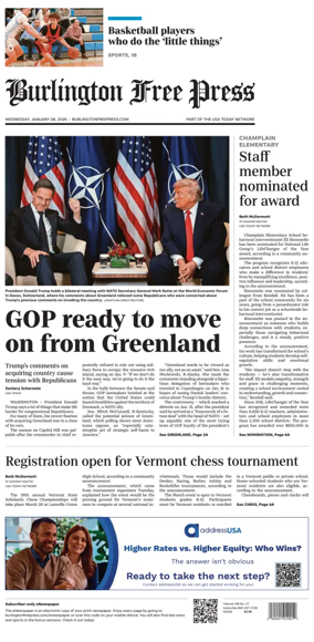 Cover of Burlington Free Press