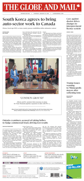 Cover of The Globe and Mail (Ontario Edition)