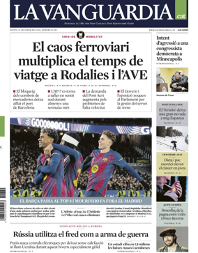 Cover of La Vanguardia (Catalonia - 1st edition)