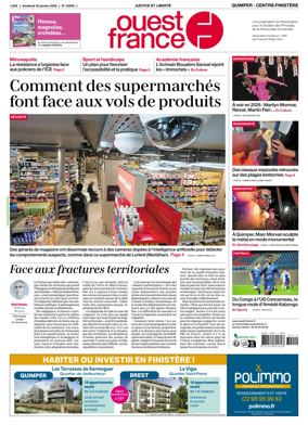 Cover of Ouest-France (Quimper Centre-Finistere)
