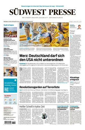 Cover of Sudwest Presse - Metzinger Uracher Volksblatt - Der Ermstalbote