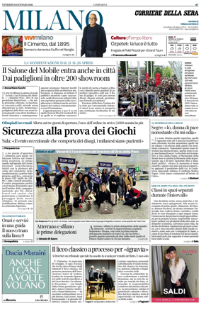Cover of Corriere della Sera (Milano)