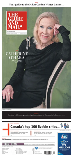 Cover of The Globe and Mail (Ontario Edition)