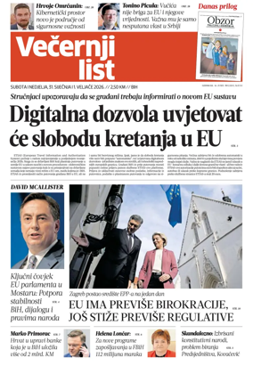 Cover of Vecernji list BiH