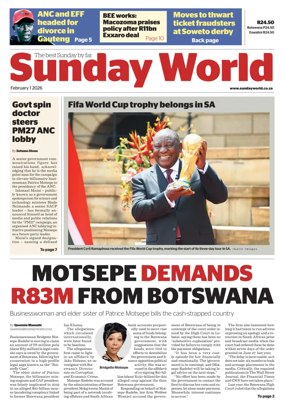Cover of Sunday World (South Africa)