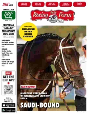 Cover of Daily Racing Form National Digital Edition