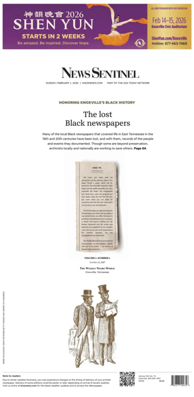 Cover of Knoxville News Sentinel