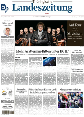 Cover of Thuringische Landeszeitung (Weimar)