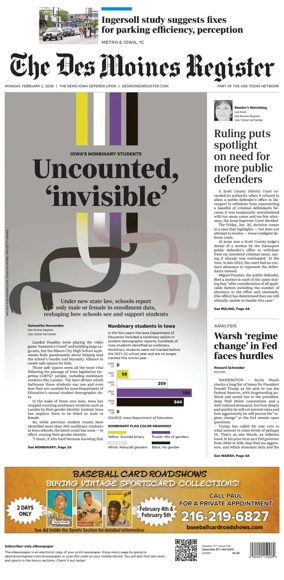 Cover of The Des Moines Register