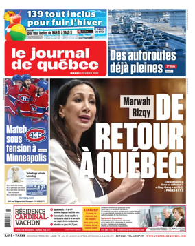 Cover of Le Journal de Quebec