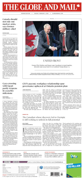 Cover of The Globe and Mail (Ontario Edition)