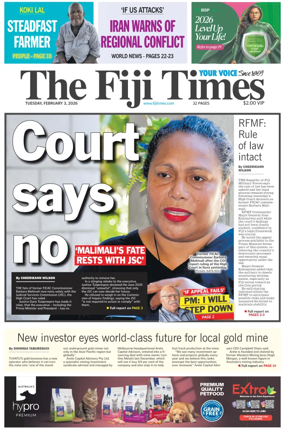 Cover of The Fiji Times