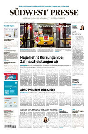 Cover of Sudwest Presse - Metzinger Uracher Volksblatt - Der Ermstalbote