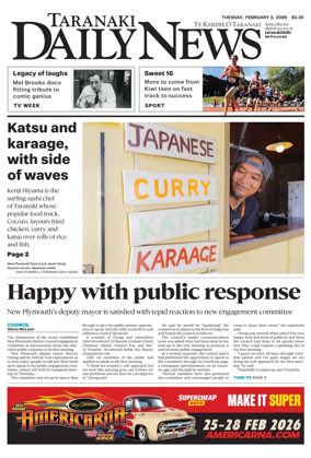 Cover of Taranaki Daily News