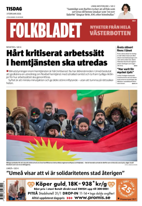 Cover of Folkbladet Vasterbotten