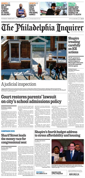Cover of The Philadelphia Inquirer (South Jersey edition)