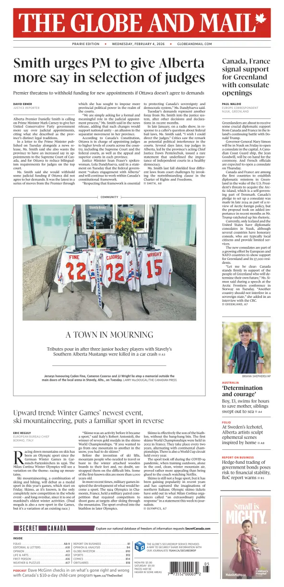 Cover of The Globe and Mail (Prairie Edition)