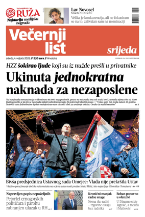 Cover of Vecernji list - Hrvatska