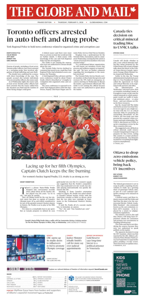 Cover of The Globe and Mail (Prairie Edition)