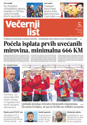 Cover of Vecernji list BiH