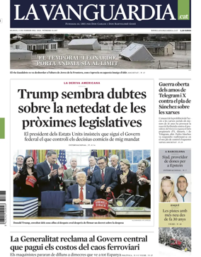 Cover of La Vanguardia (Catalonia - 1st edition)