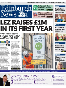 Cover of Edinburgh Evening News