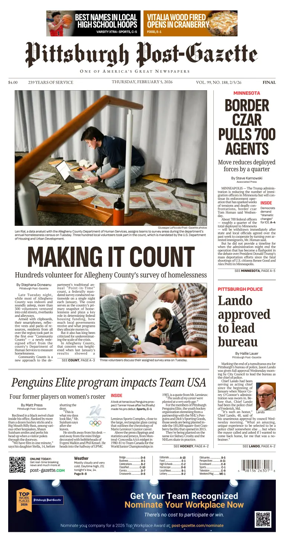 Cover of Pittsburgh Post-Gazette